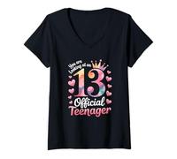 Mujer Chicas que estás mirando a un adolescente oficial 13 cumpleaños Camiseta Cuello V