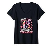 Mujer Chicas que estás mirando a un adolescente oficial 13 cumpleaños Camiseta Cuello V
