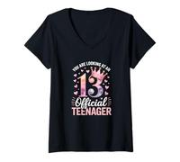 Mujer Chicas que estás mirando a un adolescente oficial 13 cumpleaños Camiseta Cuello V