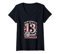 Mujer Chicas que estás mirando a un adolescente oficial 13 cumpleaños Camiseta Cuello V