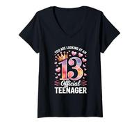 Mujer Chicas que estás mirando a un adolescente oficial 13 cumpleaños Camiseta Cuello V