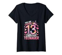 Mujer Chicas que estás mirando a un adolescente oficial 13 cumpleaños Camiseta Cuello V
