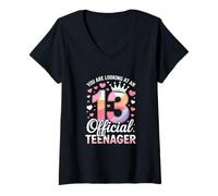 Mujer Chicas que estás mirando a un adolescente oficial 13 cumpleaños Camiseta Cuello V