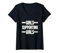 Mujer Chicas Que Siempre apoyan a Las Chicas: Texto Blanco. Camiseta Cuello V