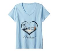 Mujer Chicas Viaje Crucero Vacaciones Viajes Portugal Camiseta Cuello V