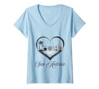 Mujer Chicas Viaje Crucero Vacaciones Viajes San Antonio Camiseta Cuello V
