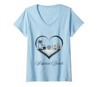 Mujer Chicas Viaje Crucero Vacaciones Viajes Virginia Beach Camiseta Cuello V