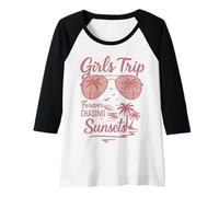 Mujer Chicas Viaje Para Siempre Persiguiendo Puestas De Sol Playa Camiseta Manga Raglan