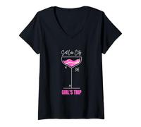Mujer Chicas Viaje Playa Bebida Salt Lake City Utah Camiseta Cuello V