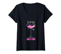 Mujer Chicas Viaje Playa Bebida Siesta Key Florida Camiseta Cuello V