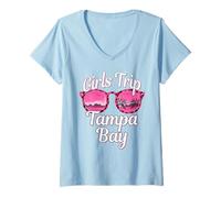 Mujer Chicas Viaje Tampa Bay Florida Bachelorette Mujeres Camiseta Cuello V