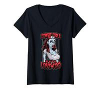 Mujer Chicas Zombies Necesitan Amor Demasiado Divertido Halloween Pop Art Dead Girl Camiseta Cuello V