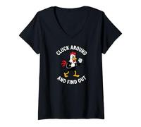 Mujer Chicken Cluck Around and Find out Funny Rooster Camiseta Cuello V