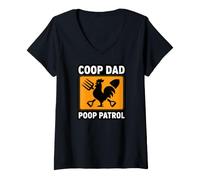 Mujer Chicken Coop Dad Poop Patrol Funny Poultry Farmer Camiseta Cuello V