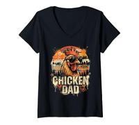 Mujer Chicken Dad Fathers Day Camiseta Cuello V