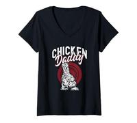 Mujer Chicken Daddy Funny Silkie Farm Homesteader Camiseta Cuello V
