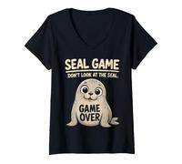 Mujer Chicken Game Don't Look at The Chicken Funny Chicken Camiseta Cuello V