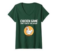 Mujer Chicken Game Don't Look At The Chicken Funny Chicken Camiseta Cuello V