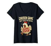Mujer Chicken Game Don't Look at The Chicken Funny Chicken Camiseta Cuello V