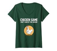 Mujer Chicken Game Don't Look At The Chicken Funny Chicken Camiseta Cuello V