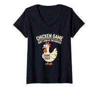 Mujer Chicken Game Don't-Look At The Chicken Funny Chicken Humor Camiseta Cuello V