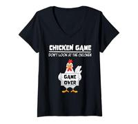 Mujer Chicken Game Don't Look At The Chicken Game Over Funny Camiseta Cuello V