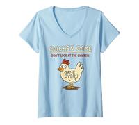 Mujer Chicken Game Don't Look At The Chicken Meme Kids Christmas Camiseta Cuello V