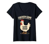 Mujer Chicken Game Over Funny Chicken Humor Camiseta Cuello V