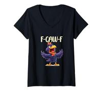Mujer Chicken Humor. Raven F-Caw-F, Funny FCAWF Camiseta Cuello V