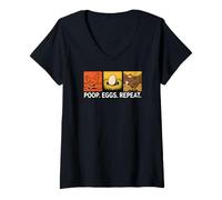 Mujer Chicken Poops Eggs Repeat Funny Homesteader Backyard Camiseta Cuello V