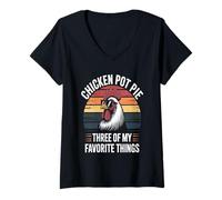 Mujer Chicken Pot Pie Tres De Mis Cosas Favoritas Chicken Lover Camiseta Cuello V