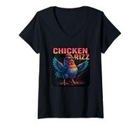 Mujer Chicken Rizz Cool Rooster Humor Trendy Farm Vibes Camiseta Cuello V