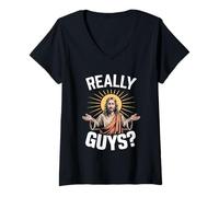 Mujer Chicos Realy Chicos Jesús Humor Cristiano Fe Sarcástica Camiseta Cuello V