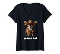 Mujer Chihuahua Divertido y español - ¿Cómo Va? (¿Cómo va? Camiseta Cuello V