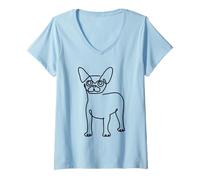 Mujer Chihuahua Line Minimal Camiseta Cuello V