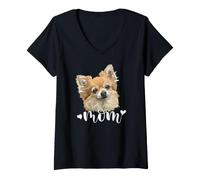 Mujer Chihuahua Perro Mamá Pelo Largo Chiwawa Perro Madre Mamá Niña Camiseta Cuello V