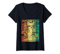 Mujer Chihuahua Retro Fumando Cigarrillo Whiskey Amante Camiseta Cuello V