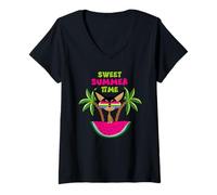 Mujer Chihuahua Sweet Summer Time Illustration Graphic Designs Camiseta Cuello V