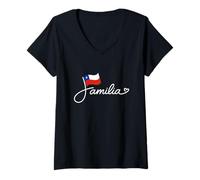 Mujer Chile Familia - Bandera Chilena Patrimonio Familia Palabra Arte Camiseta Cuello V