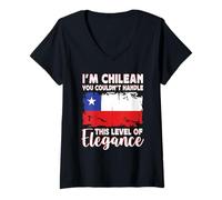 Mujer Chile Flag Proud Elegant Chilean Boyfriend Girlfriend Camiseta Cuello V