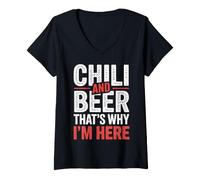 Mujer Chili and Beer That's Why I'm Here Spicy Food Drink - Camiseta Cuello V