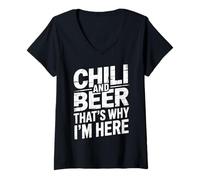 Mujer Chili and Beer That's Why I'm Here Spicy Food Drink - Camiseta Cuello V
