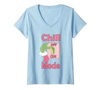 Mujer Chill Mode On - Diseño Navideño Divertido Camiseta Cuello V