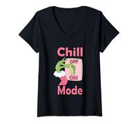 Mujer Chill Mode On - Diseño Navideño Divertido Camiseta Cuello V