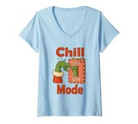 Mujer Chill Mode On - Diseño Navideño Divertido Camiseta Cuello V