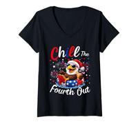 Mujer Chill The Fourth out Bald Eagle Funny July 4th Camiseta Cuello V