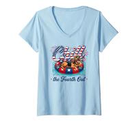 Mujer Chill The Fourth out Funny Bloodhound Dog Lover 4th of July Camiseta Cuello V