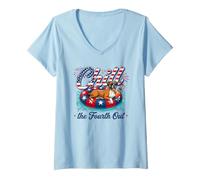 Mujer Chill The Fourth out Funny Boxer Dog Lover USA 4th of July Camiseta Cuello V