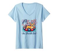 Mujer Chill The Fourth out Funny Chihuahua Dog USA 4th of July Camiseta Cuello V