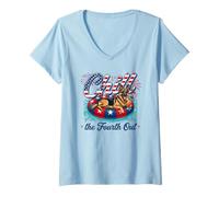 Mujer Chill The Fourth out Funny German Shepherd Dog 4th of July Camiseta Cuello V